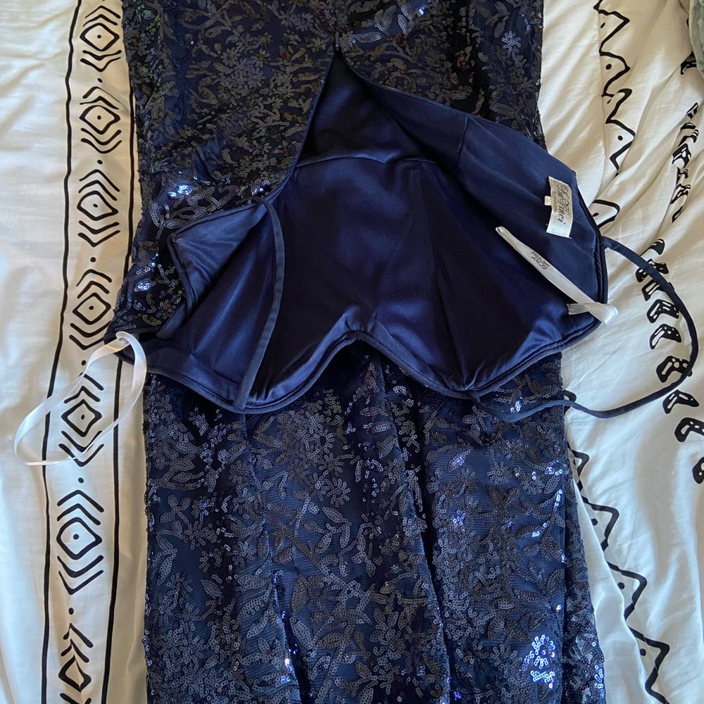 Navy Blue Sequin Prom/Bridesmaid Dress